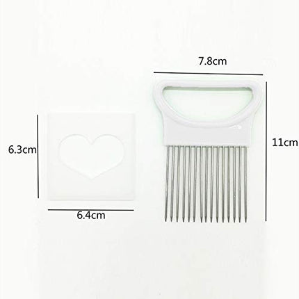 Stainless Steel Vegetable Onion Cutter Holder Meat Needle Kitchen Tools (White) cxrs