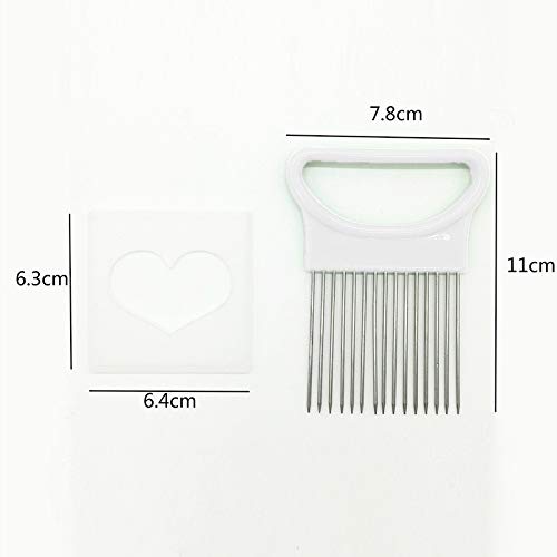 Stainless Steel Vegetable Onion Cutter Holder Meat Needle Kitchen Tools (White) cxrs