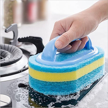 Cleaning Brush Kitchen Sponge Wipe with Handle Cleaning Brush Bathroom Tile Glass Cleaning Sponge Thickening Removal Clean Brush hgccccccmj