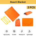 2PCS Beach Blanket Picnic Mat with Carry Bag