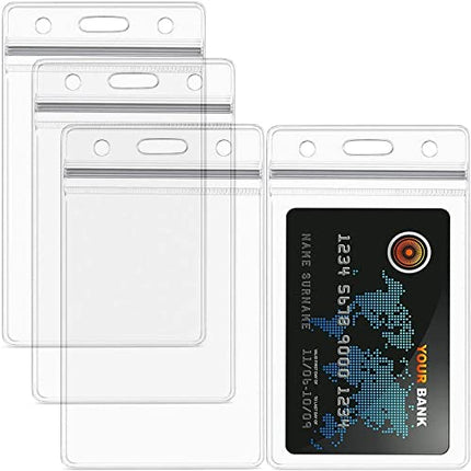 10pcs Plastic ID Card Holder Pouch - Clear, Badge Protection