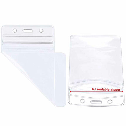 10pcs Plastic ID Card Holder Pouch - Clear, Badge Protection