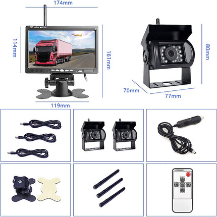 Wireless Rear View Monitor Kit - Easy Installation, Clear Display