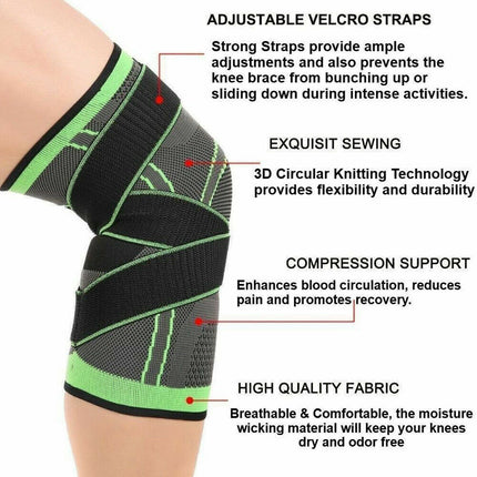 Weaving 3D Knee Brace Support Breathable Sleeve Gym Sports Jogging Joint Pain - M/L/XL