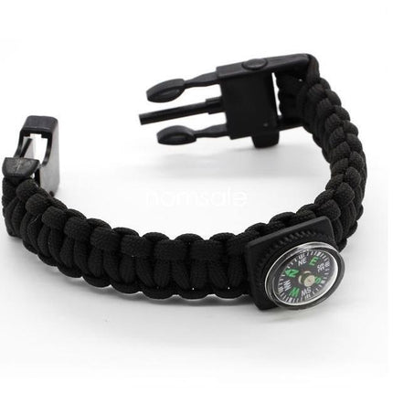 Survival Paracord Bracelet 5in1 Flint Fire Starter Whistle Compass Outdoor Emerg