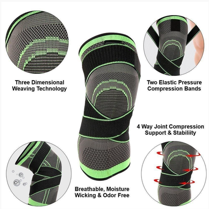Weaving 3D Knee Brace Support Breathable Sleeve Gym Sports Jogging Joint Pain - M/L/XL