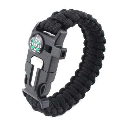 Survival Paracord Bracelet 5in1 Flint Fire Starter Whistle Compass Outdoor Emerg