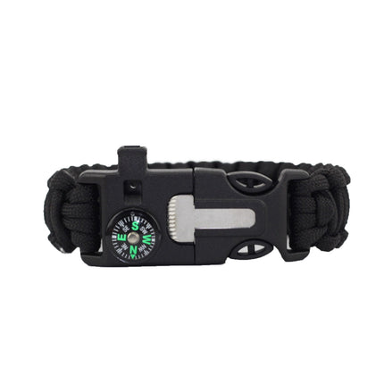 Survival Paracord Bracelet 5in1 Flint Fire Starter Whistle Compass Outdoor Emerg