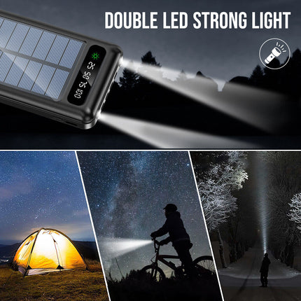 Portable 10000mah Solar Power Bank 2USB Backup Battery Charger For Mobile Phone