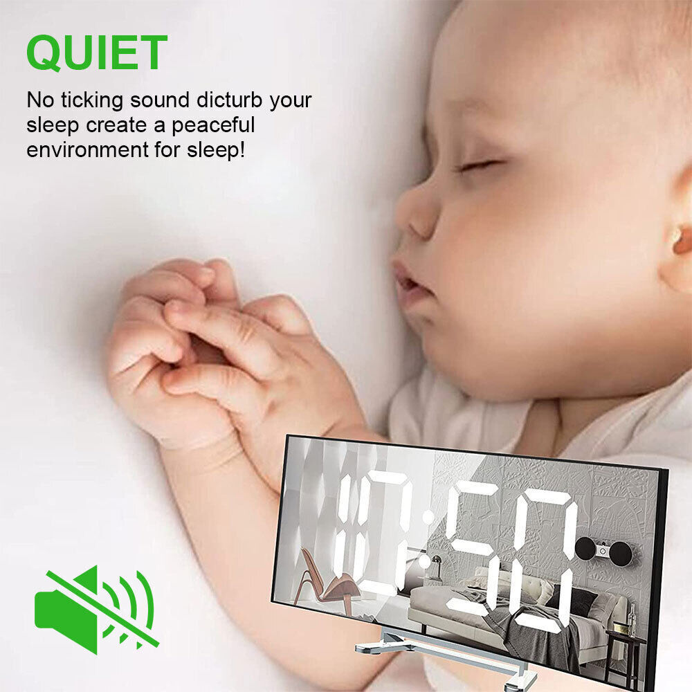 Large Led Digital Clock Bedside Table Alarm Clock Temperature Time Dis