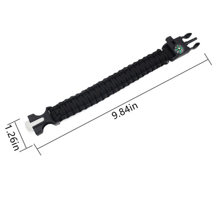 Survival Paracord Bracelet 5in1 Flint Fire Starter Whistle Compass Outdoor Emerg