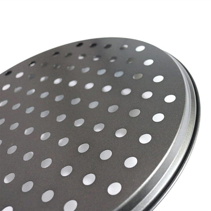 Pizza Pan Non Stick Crisper Tray Oven Baking Bakeware with Holes Black