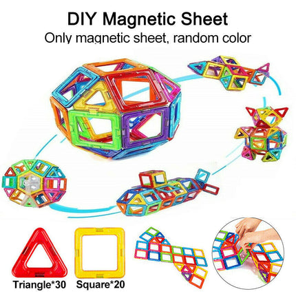 50 Pcs Strong Magnetic Blocks for Kids Magnetic Tiles Building Constructing & Creative Learning 3D Premium DIY Educational Toy Kit