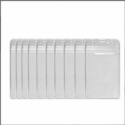 10pcs Plastic ID Card Holder Pouch - Clear, Badge Protection