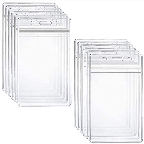 10pcs Plastic ID Card Holder Pouch - Clear, Badge Protection