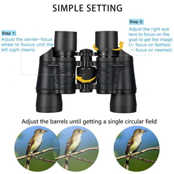 60x60 Zoom Coordinate HD Binoculars Day / Low-Light Night Vision Hunting Camping Hiking Waterproof Outdoor Telescope with Pouch, Great Present 5-3000M 0909