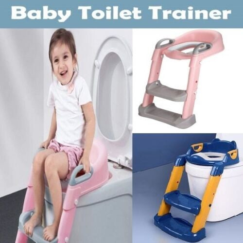 Adjustable Potty Training Seat with Ladder for Kids: Toddler Toilet Chair, Foldable Step Stool, Suitable for Boys and Girls