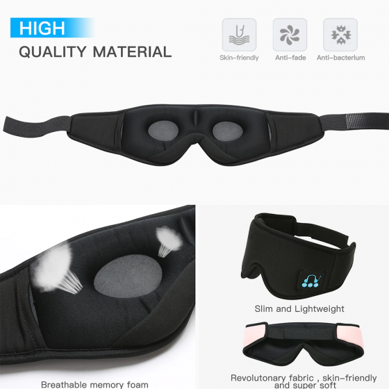 Wireless bluetooth 5.0 Earphones Sleeping Eye Mask Music player headband Travel Headset 2021-05-19