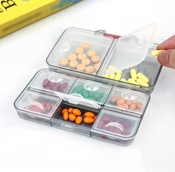 Travel Pill Organizer Portable Pocket Pill Box Dispenser for Purse Vitamin Fish Oil Compartments Container Medicine Box 2021-09-14_4__1