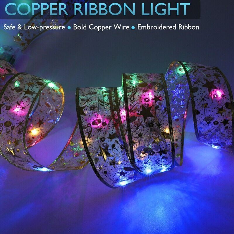 Christmas ribbon string lights