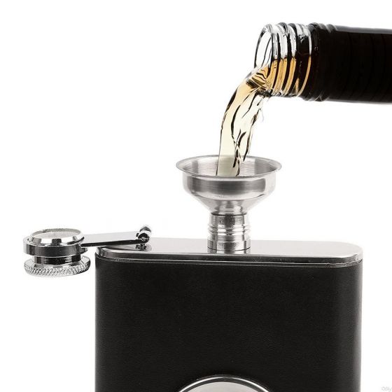 Stainless Steel Liquor Flask with Built in Collapsible Stainless Steel Shot Glass and Funnel 2c0e8d93e34d25196569fdc0983438775e41e634_original