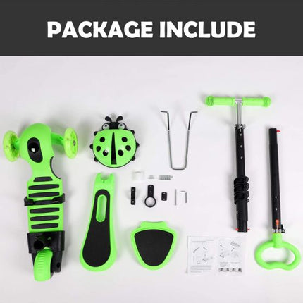 5-in-1 Kids Scooter, 3 Wheels Scooter Kick Scooter with Adjustable Removable Seat and Push Handle with Flashing Led Light Up Wheels 56456546_1