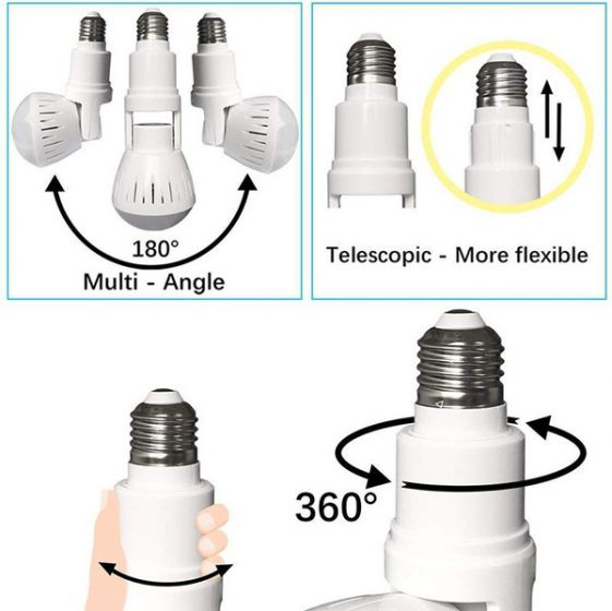 360Â° Fisheye Hidden V380 WiFi IP Camera 24 Hours Monitoring 1080P HD Night Vision Alarm Home Security Surveillance Camera LED Bulb, Support 128G SD Card 600bc56d4d111eb5ed4161f2-4-large