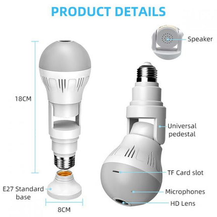 360Â° Fisheye Hidden V380 WiFi IP Camera 24 Hours Monitoring 1080P HD Night Vision Alarm Home Security Surveillance Camera LED Bulb, Support 128G SD Card 600bc56d4d111eb5ed4161f2-6-large