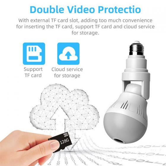 360Â° Fisheye Hidden V380 WiFi IP Camera 24 Hours Monitoring 1080P HD Night Vision Alarm Home Security Surveillance Camera LED Bulb, Support 128G SD Card 600bc56d4d111eb5ed4161f2-7-large