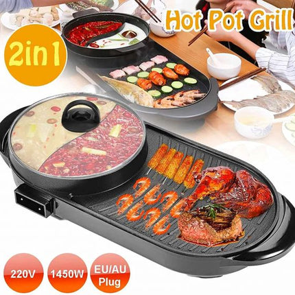 2-in-1 Electric BBQ Grill Non-Stick Teppanyaki Hot Plate Pan Steamboat Hotpot 81dlkiqyonl._ac_sl1500