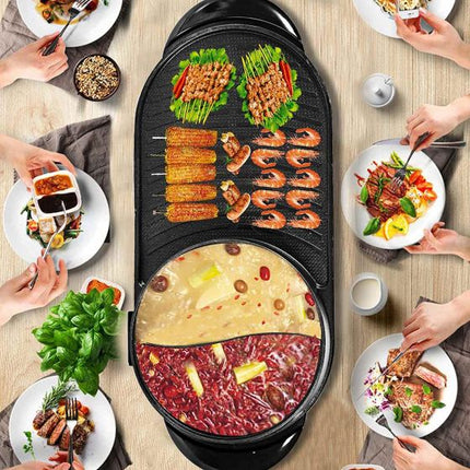 2-in-1 Electric BBQ Grill Non-Stick Teppanyaki Hot Plate Pan Steamboat Hotpot 81gwwf2vswl._ac_sl1500