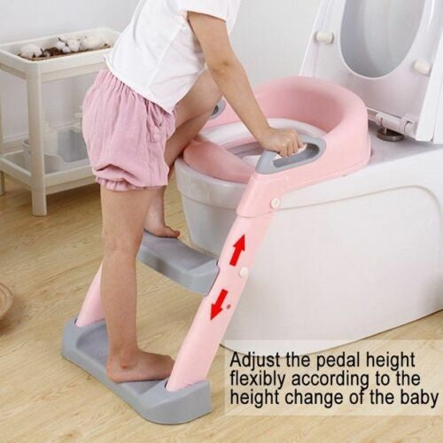 Adjustable Potty Training Seat with Ladder for Kids: Toddler Toilet Chair, Foldable Step Stool, Suitable for Boys and Girls