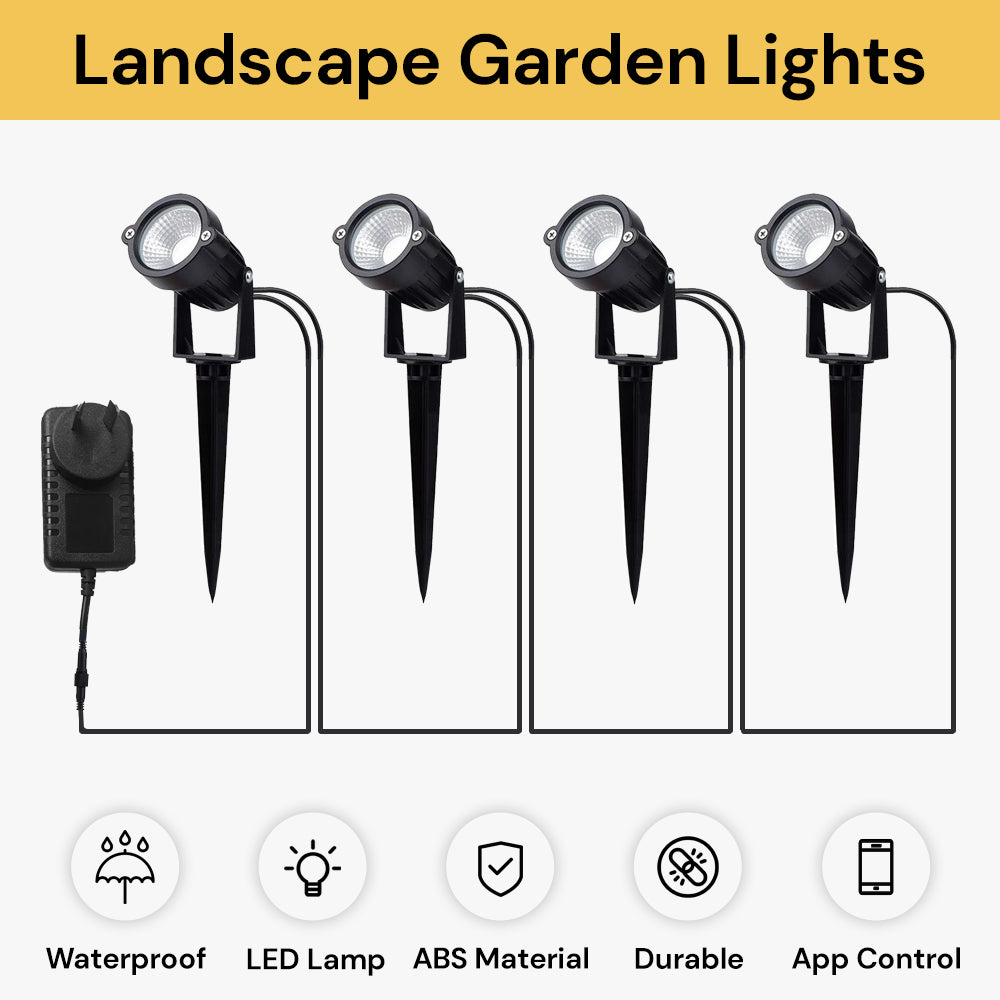 4 Pack LED RGB Bluetooth Smart Garden Lights GroundLights01