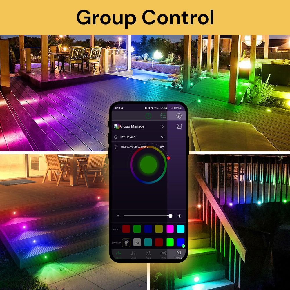 4 Pack LED RGB Bluetooth Smart Garden Lights GroundLights08