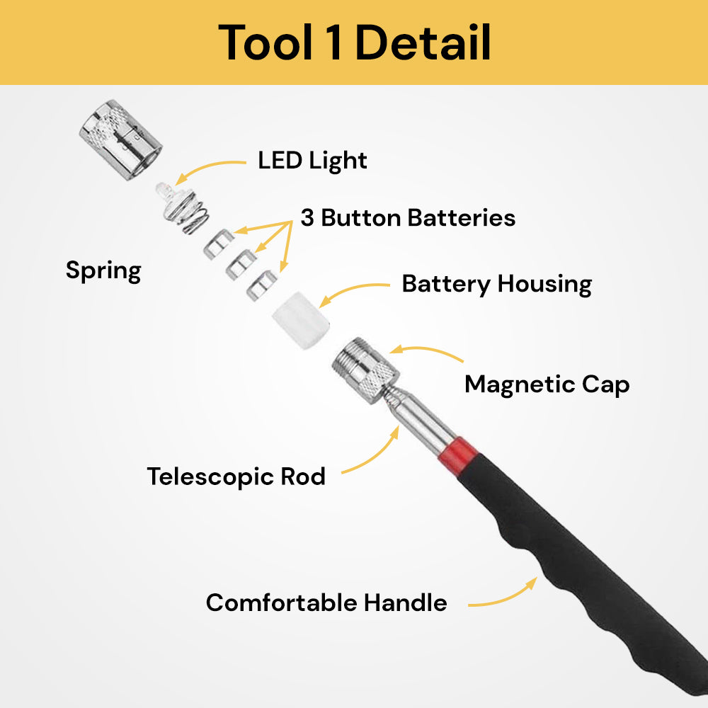 Magnetic Retrieval Tool Snake Grabber HARDK Telescoping Magnetic Pick ...