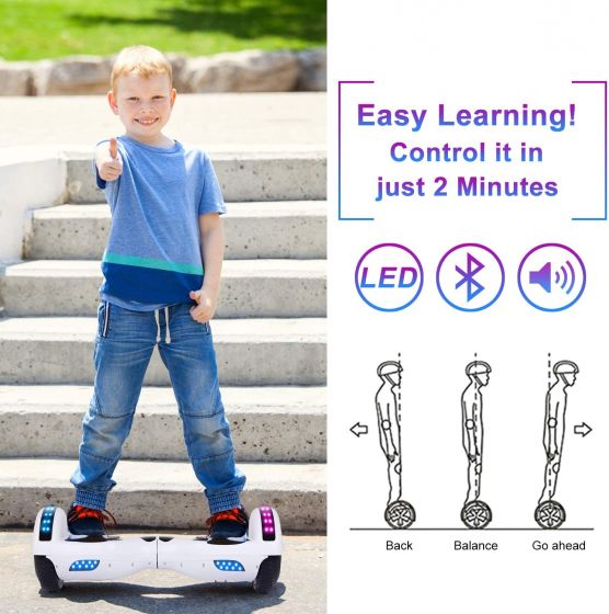 Hoverboard with Bluetooth Speaker, 6.5"Description: Self Balancing Scooter with LED Wheels and LED Lights Hover Board for Adults Kids cd_vfdc