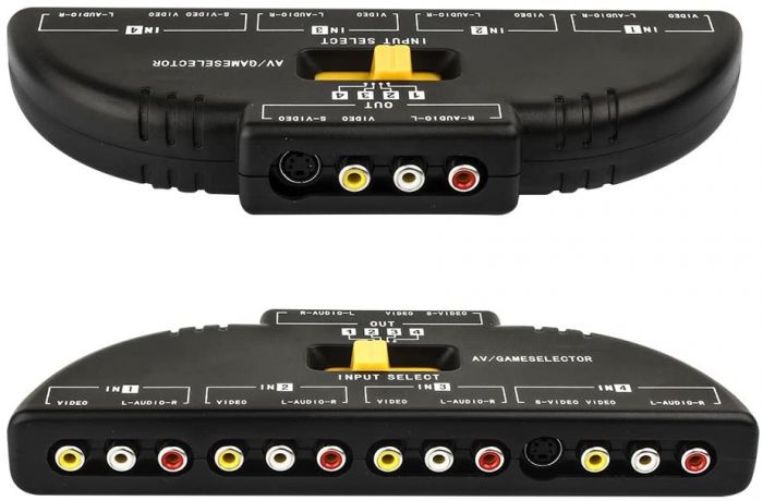 4 Ports AV Composite RCA Selector Box Switch Splitter Adapter Combo Cable Cord Plug Converter dffffffffffff