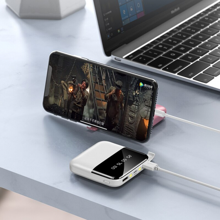Mini 10000mAh Power Bank Micro Type C Portable Dual USB For cell phone with Flashlight - Black dfgdfgdgdfg