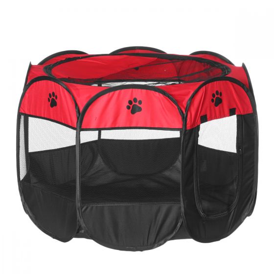 Pet Portable Foldable Playpen, Dog/Cat/Puppy Exercise Pen Kennel, Removable Mesh Shade Cover (Red) dgfdgfdg