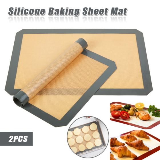 Silicone Baking Mats - Set of 2 Non-Slip Washable Reusable Baking Tray, Heat-Resistant Cooking Bakeware Mat, BPA Free (Gray) dsfwerwerwer