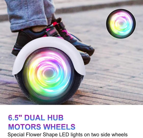 Hoverboard with Bluetooth Speaker, 6.5"Description: Self Balancing Scooter with LED Wheels and LED Lights Hover Board for Adults Kids esdfdf