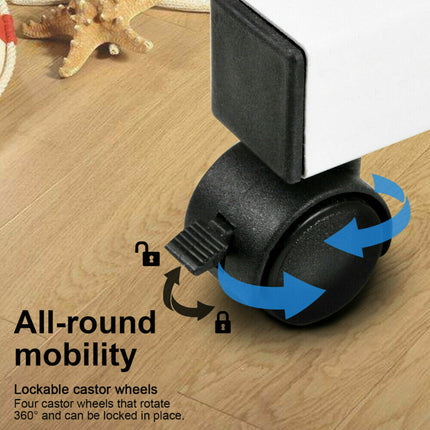 EZONEDEAL Adjustable C-Shape Portable Sofa Bed Side Table Laptop Desk with Wheels for Small Space (Beech Wood Color) fdfdfdf