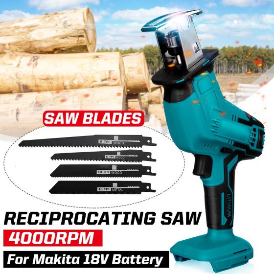 18V 4000rpm/min Cordless Electric Reciprocating Saw Variable Speed Metal Wood Cutting Tool Electric Saw for 18V Battery fdge66546