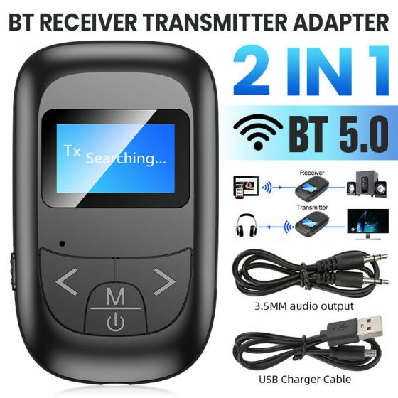 2 in 1 Bluetooth 5.0 Receiver Transmitter w/ LCD Screen 3.5mm AUX Audio Adapter fdsdfsdfsdf