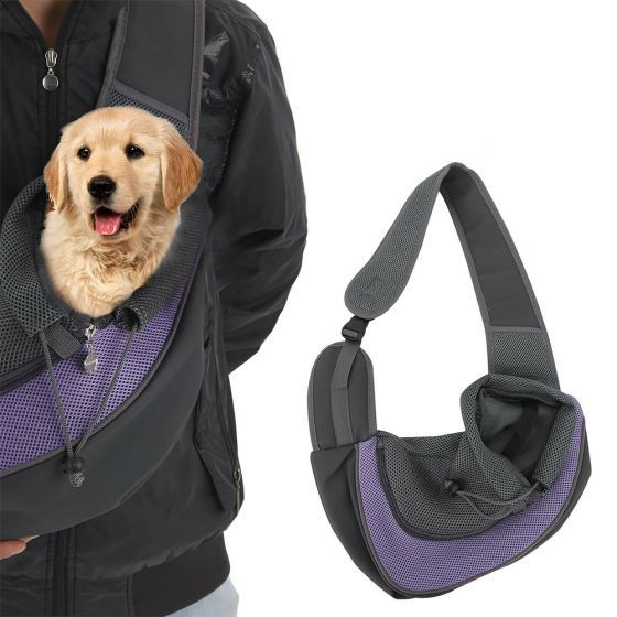 Pet Carrier Hand Free Sling Puppy Carry Bag Small Dog Cat Traveler Carrier Breathable Mesh Pouch for Outdoor Travel Walking (Purple) fghfghfghfgh_7