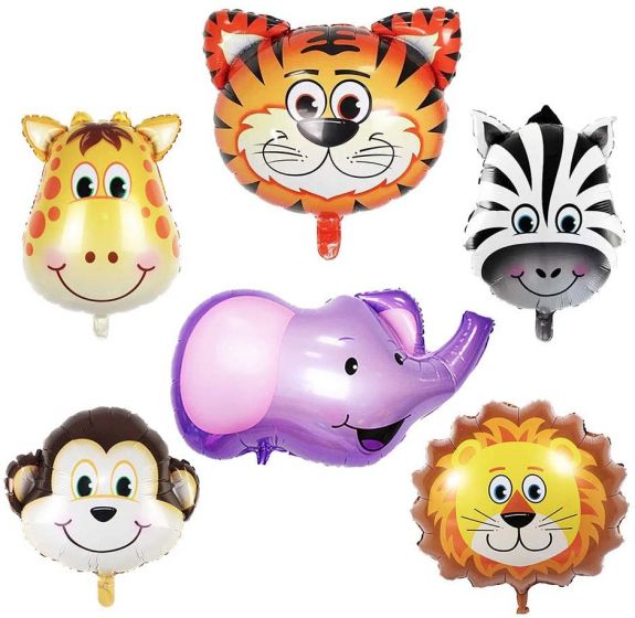 6 Pcs 22-Inch Jungle Safari Animals Balloons