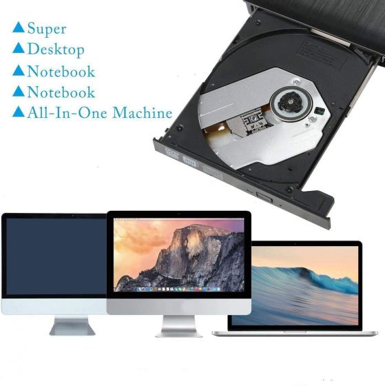 External DVD CD Writer USB 3.0 Burner Drive Player High Speed Data Transfer for Laptop/Desktop/MacBook/Windows 10/8/7 - (Black) gfdgfdgfdg
