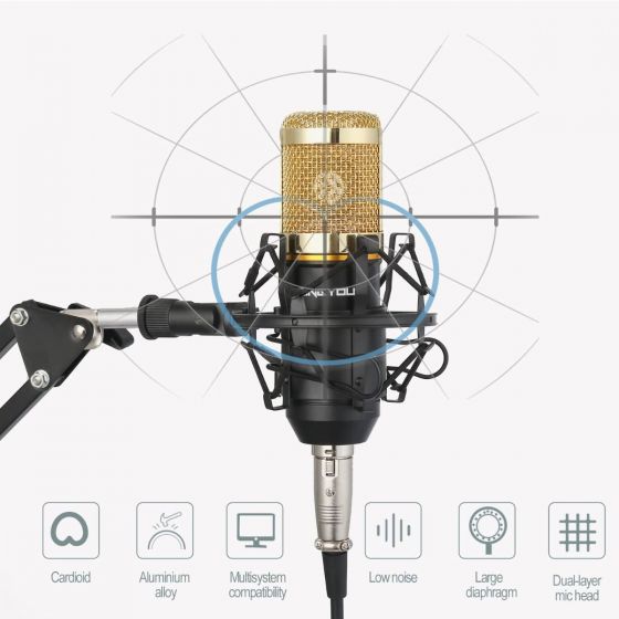 BM800 Pro Condenser Microphone Kit Studio Audio Recording Arm Stand Shock Mount gfhj_2