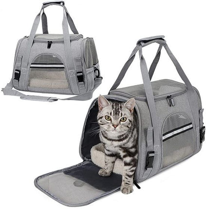 Cat Carrier Bag Portable Foldable Dog Transport Bag Breathable Cat Transport Cage with Comfortable Mattress for Travel Outdoor Kitten Rabbit Guinea Pig Dog (Gray) ghjghjghj_1_2