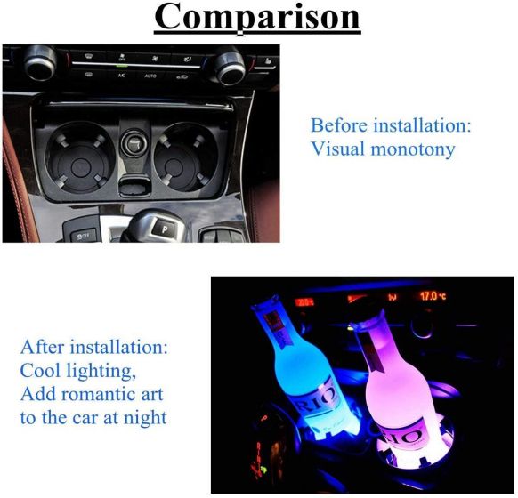 Car LED Light Cup Holder Automotive Interior USB Colorful Atmosphere Lights Lamp Drink Holder Anti-Slip Mat Auto Accessories iioio